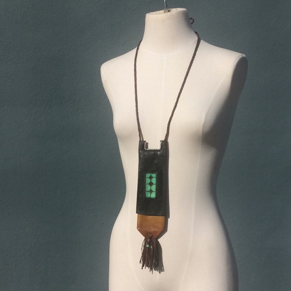 Vintage Hand Tooled Leather Amulet Necklace - Picture 2 of 13